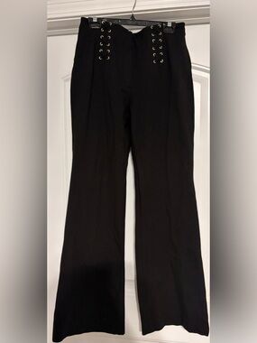 Grommet lace up flare pants